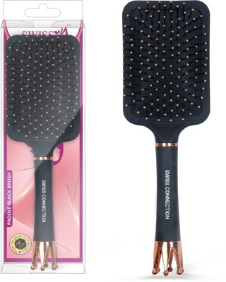 Swiss Connection Paddle Brush with Large Cushion, Smoothing Detangling Brush for Long Thick Hair