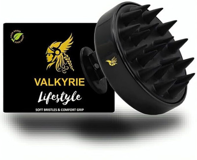 VALKYRIE Scalp Massager Shampoo Brush with Soft Silicon Bristles For Men & Women | Black