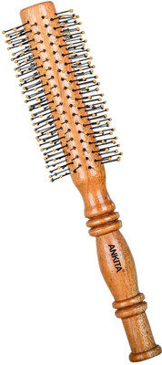 Ankita Round Wooden Hair Brush with Nylon Flexible Bristle