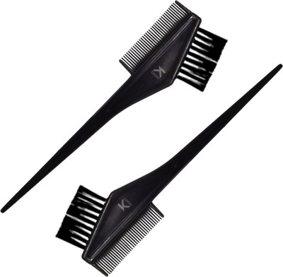 KINDED Black 2 in 1 Hair Colouring Brush Applicator & Tail Comb Professional Combo of 2