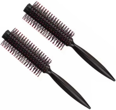 SANDIP Round Hair Brush with Soft Nylon Bristles for Women and Men(Pack of 2)