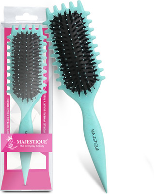 MAJESTIQUE Curly Detangling Hair Brush Unisex |Anti-Frizz Pain-Free Wet & Dry Soft Bristles