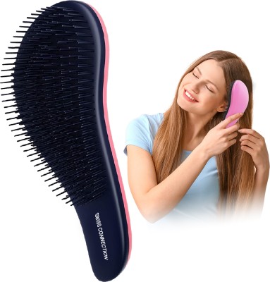 Swiss Connection Curve Detangling Hair Brush with Strong & flexible nylon bristles for Grooming