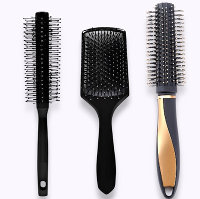 Winble HAIR PADDLE BRUSH WITH TWO SALONE ROLLER COMB