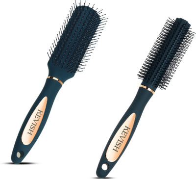 KevIsh Paddle & Round Hair Brush Combo for Women & Men | Detangling & Styling Brush Set