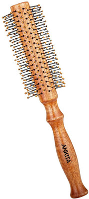 Ankita Round Wooden Hair Brush with Nylon Flexible Bristle