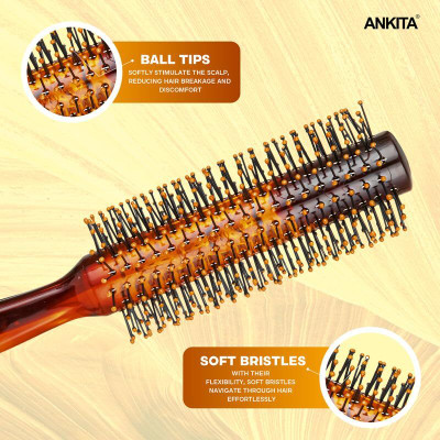 Ankita Round Hair Brush with Strong and Flexible Nylon Bristles