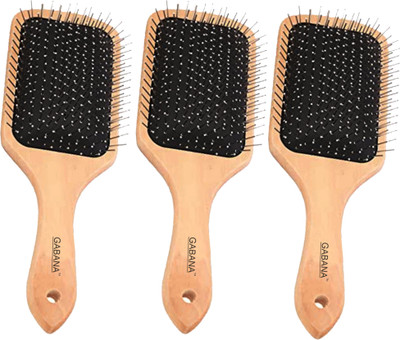 GABANA Wooden Bamboo Detangling Hair Brush, Eco-friendly Paddle Comb For All Hair Types