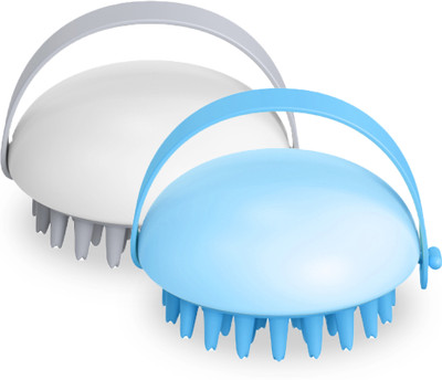 UMAI Head Scalp Massager Shampoo Brush (Pack of 2, White & Blue)