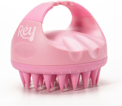 Rey Naturals Hair Scalp Massager Shampoo Brush with Long and Soft Silicon Bristles