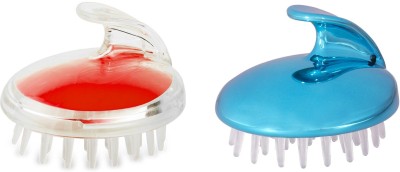 STREAK STREET Hair Scalp Massager And Shampoo Brush | Shiny Blue - Candy Apple Red COMBO