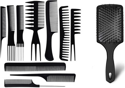 Miss Hot Professional Hair Comb Set Plastic Hair Styling Comb With 1 Hair Paddle Brush