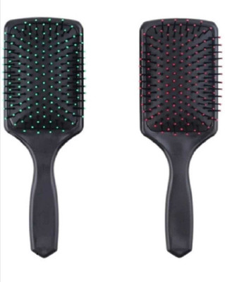 MakeuPia Rectangular Cushion Paddle Hair Brush For Men & Women (Pack of 2) (Random Color)