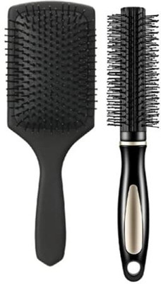 Jetrive Combo of Round Rolling Curling Roller Comb Hair Brush