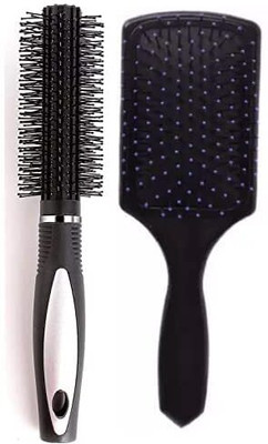 Ankit Professional Hair Brush Set – Round Brush & Paddle Brush Combo
