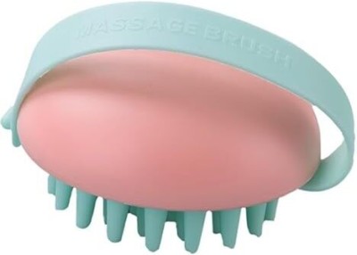 Rey Naturals Hair Scalp Massager Shampoo dispenser Brush with Soft Silicon Bristles - Pink