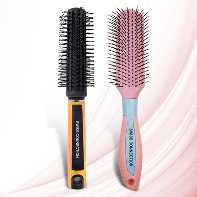 Swiss Connection Premium Round+Styling Brush Hair Brush For traightens & Detangles, Adding Curls