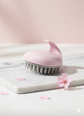 EXWLZA Pink Silicone Hair Scalp Brush for Deep Cleansing, Dandruff Removal (1 Pc)