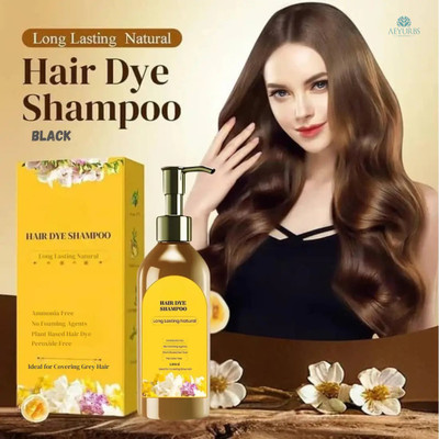 AEYURBS Long Lasting Natural Hair Dye Shampoo | For Silky Strong Black Strands , Black