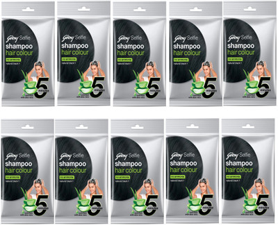 Godrej Expert Natural Black 1 Easy 5 Minute Hair Color Shampoo Based 10X20ml , Black
