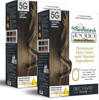 Aequo Organic Dermatologist Recommended Cream Hair Color 5G Golden Light Brown160ml PACK OF 2 , Golden Light Brown