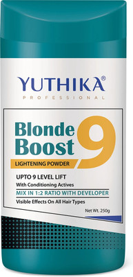 Yuthika Professional Blonde Boost Lightning Powder For Hair Bleach 9 Levels Lift 250g , White
