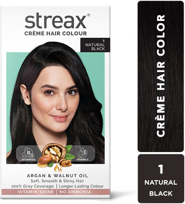 Streax Cream Hair Colour Natural Black No-1 140ML , Natural Black
