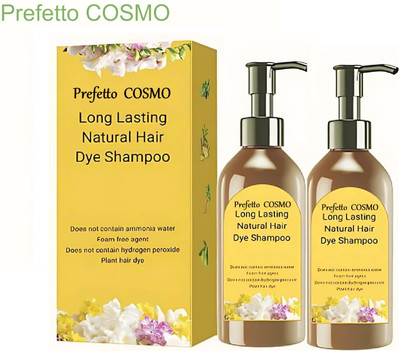 Prefetto COSMO Gentle Hair Color Shampoo – Japanese Origin – Set of 2 , Black