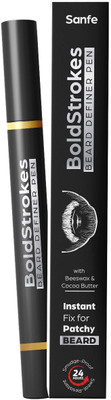 Sanfe BoldStrokes Beard Definer Pen | Instant Fix for Patchy & Uneven Beard , Black