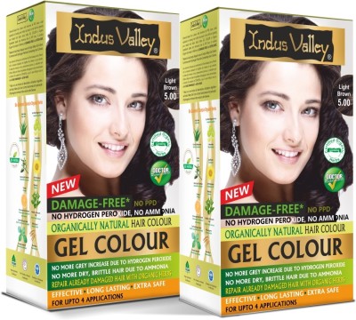 Indus Valley Organically Natural Damage Free Gel Hair Color,No Ammonia Hair Pack of 2 , Light Brown 5.0