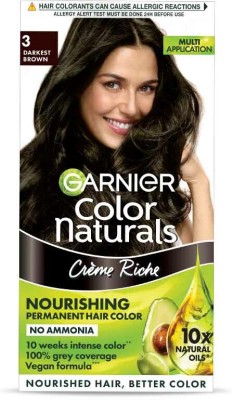 GARNIER Color Naturals Creme Hair Colour | Long-lasting Color & Shine , Shade 3, Darkest Brown