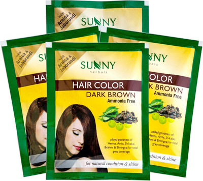 Sunny Herbals HAIR COLOR DARK BROWN (Pack of 4) , DARK BROWN