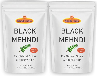 vedimatic khadi Black Ammonia Free Henna Natural Mehendi (Pack of 2) , Black