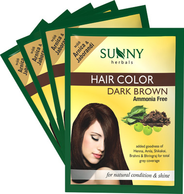 Sunny Herbals Hair Color ( Pack of 4 pcs. ) Hair Color , Dark Brown