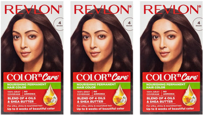 Revlon Color N Care Permanent Hair Color Cream 107.5 ml x 3 , 4 Brown