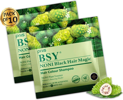 PRiiS Noni Black Hair Magic Shampoo 12ml x 10 Sachets , Black