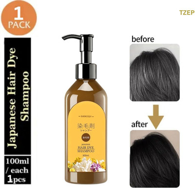 TZEP japanese hair dye shampoo instant glossy black finish with natural mix , Black