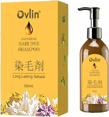 Ovlin Japanese Long Lasting Natural Hair Dye Shampoo For Women & Men | Ammonia-free , black