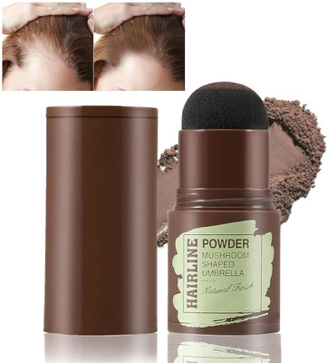 flamgam Natural Hairline Powder Stick Quick Root Touch-Up With 2 Pairs Of Eyebrow Stamp , Light Brown