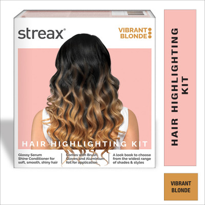 Streax Hair Colour Highlight Kit , Hair Colour for Women, DIY Application , Vibrant Blonde