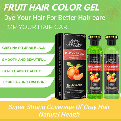 BEUTISKY Fruit Vinegar Hair Color Dye Gel Bottles, Black Color For Men and Women , Black