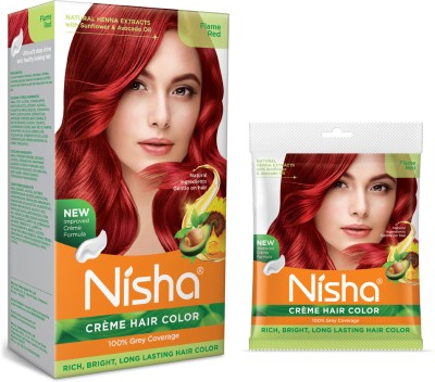 Nisha Creme Based Hair Color Box with Pouch 200 gm (Pack Of 2) , Flame Red