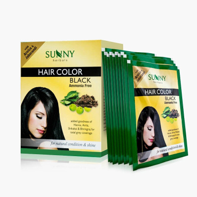 SUNNY Herbal Hair Color Black Ammonia Free (Pack of 12) , Black