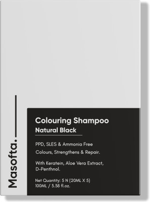 Masofta PPD Free Hair Colouring Shampoo for Grey Coverage, No Ammonia & SLES , Natural Black