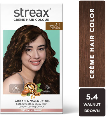 Streax Cream Hair Colour Walnut Brown No-5.4 140ML , Walnut Brown