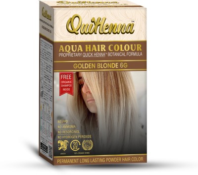 QuikHenna Organic Aqua Powder Hair colour- 6G Golden Blonde 110gm , Golden Blonde
