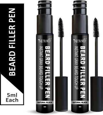Newsio Beard & Mustache Filler Pen Natural Black Shade Smudge-Proof, & Easy Use , BLACK