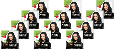Neeta Hair Color Powder Henna Based For Smooth & Silky Hair Black 5gm (Pack Of 12) , Black