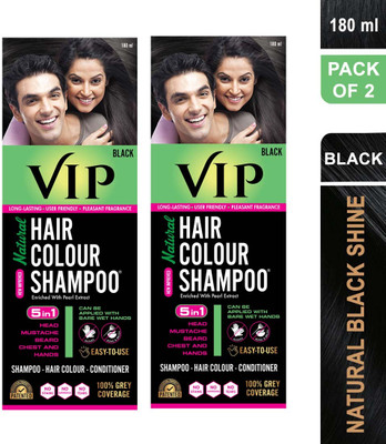 VIP Hair Colour Shampoo, 180ml (Pack of 2) , Black