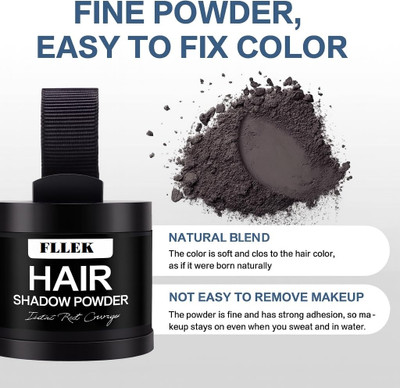 FLLEK Hair Powder- Brown, Helps Cover Grey Roots & Bald Spots Instantly-AU , BLACK